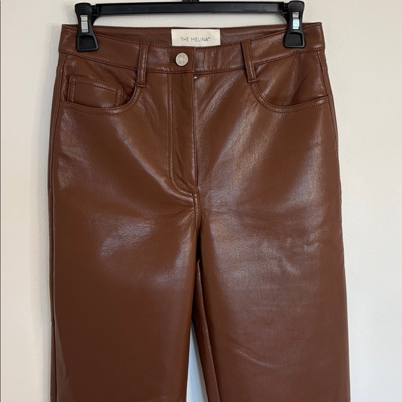 Wilfred The Melina Faux Leather Cognac High Rise Straight Leg Pant - Picture 5 of 9